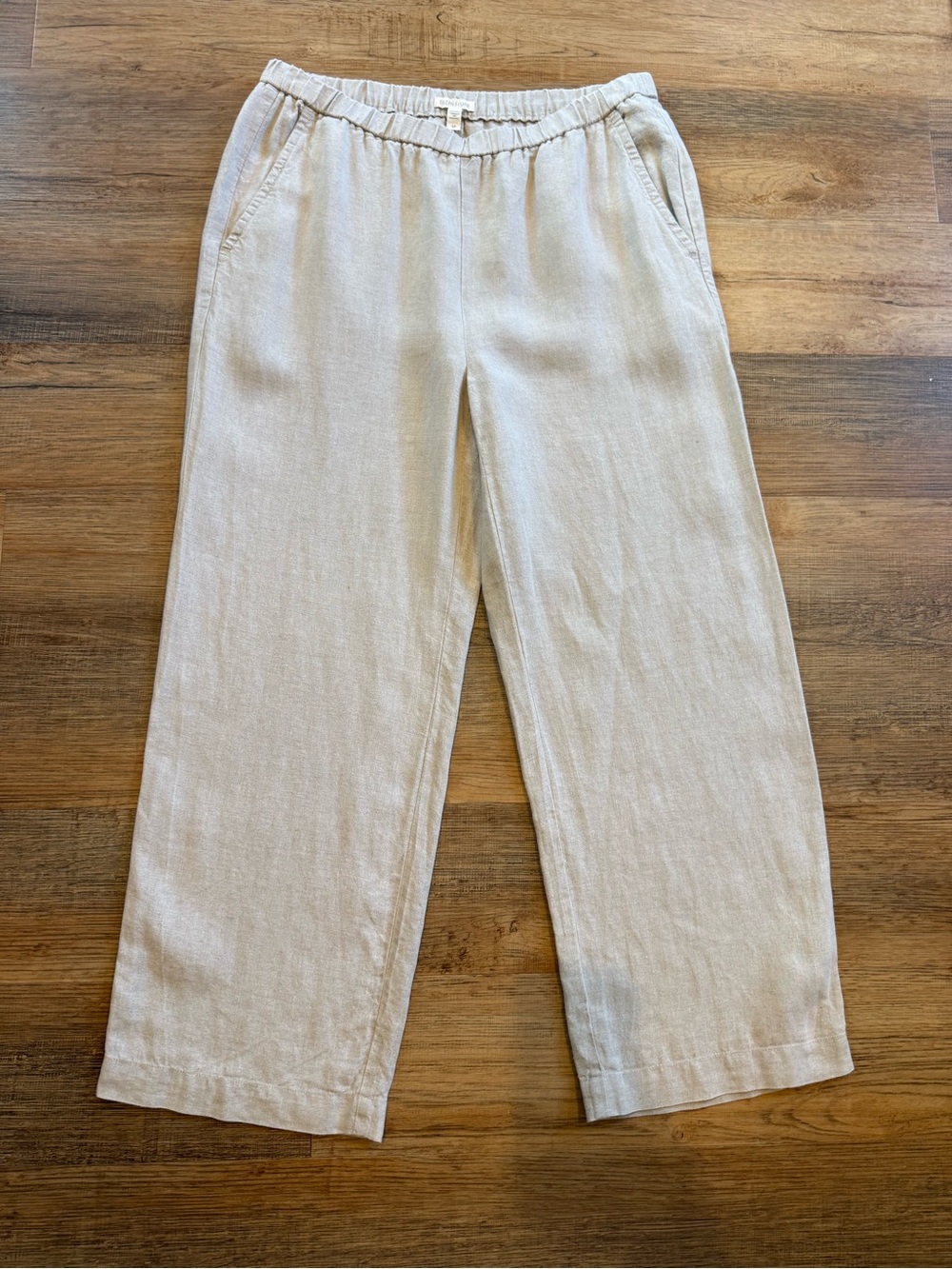 Eileen Fisher Light Beige Wide Leg Linen Pants s/p